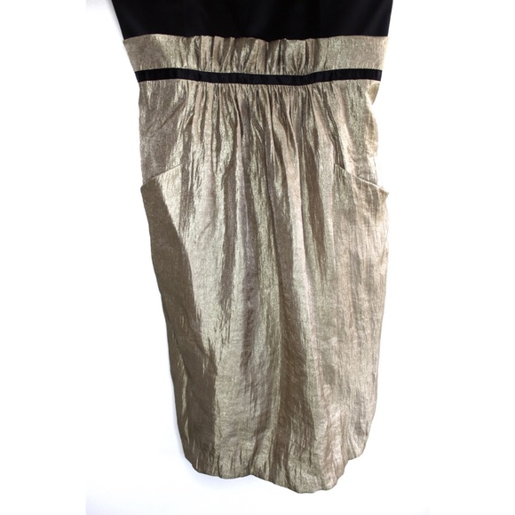 Max & Cleo Gold and Black Bow tie Strappy Mini Dress 6 - Picture 3 of 10